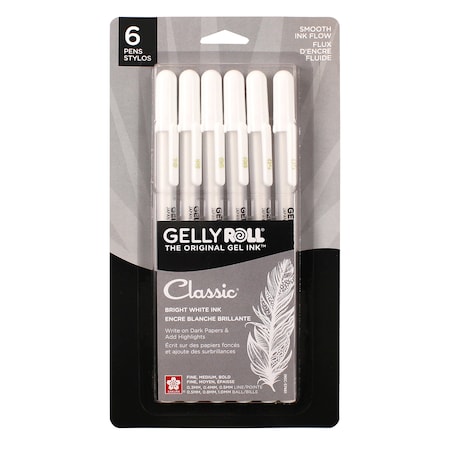 Sakura Gelly Roll Classic White Fine, Medium & Bold, 6PK 57461